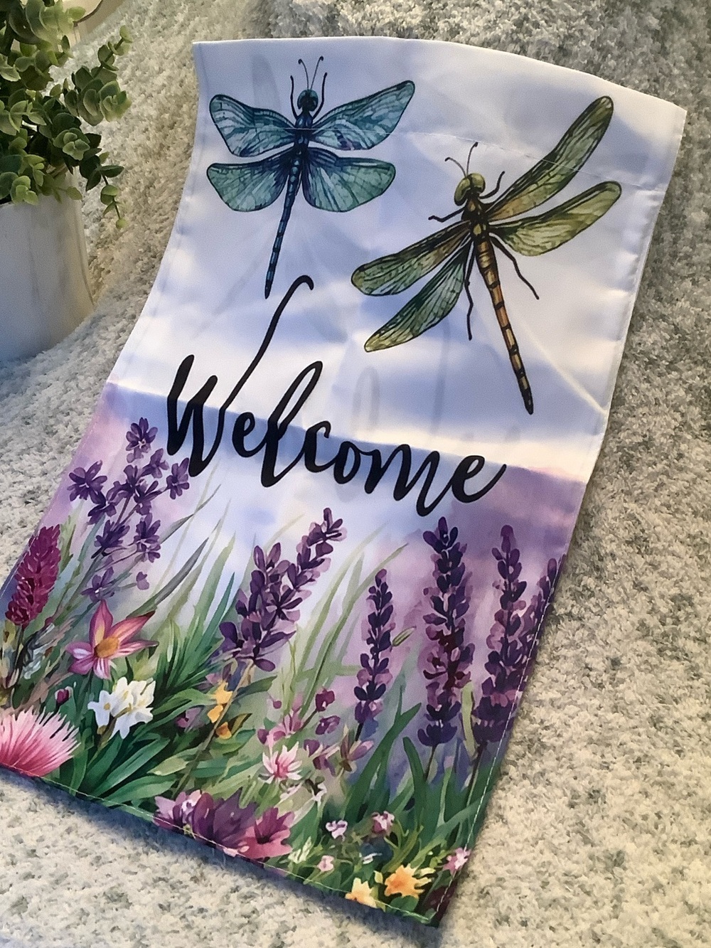 Welcome Dragonfly Floral Small Garden Flag or indoor tapestry decor NWT 11x17” - Picture 11 of 14